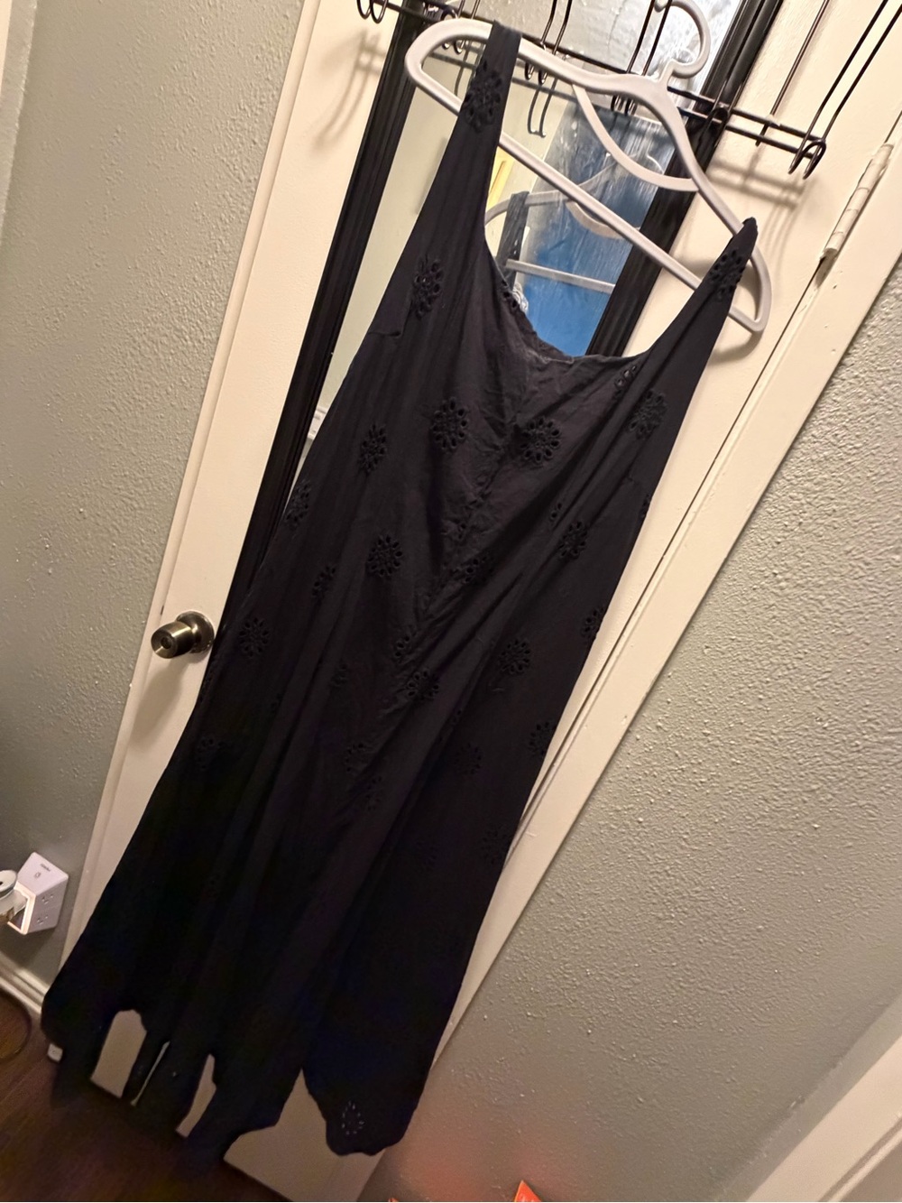 Sleeveless Black Midi Dress with Eyelet Details